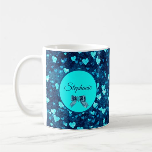 Mug Cœurs bleus vifs  (Gauche)