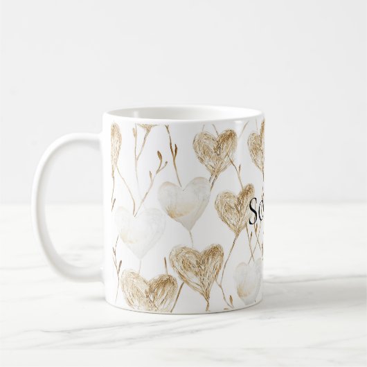 Mug Coeurs Boho de crème Brown (Gauche)
