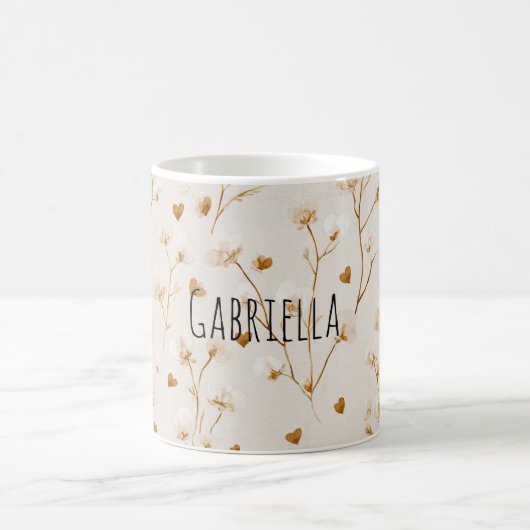 Mug Cœurs bruns floral blush (Centre)