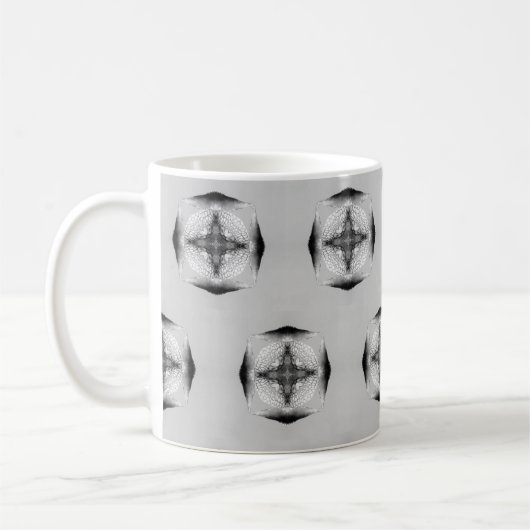 Mug Coeurs carrés de tortues grises noires et blanches (Gauche)