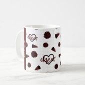 Mug Coeurs Cheer Maroon, Pom Poms, Motif Mégaphone (Devant gauche)