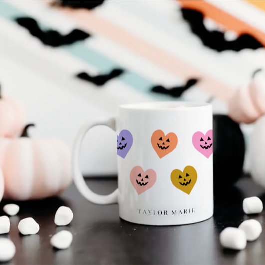 Mug Coeurs Citrouilles mignons Halloween tendance