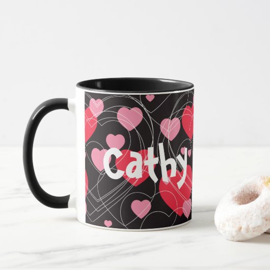Mug Coeurs, coeurs, coeurs (Avec donut)
