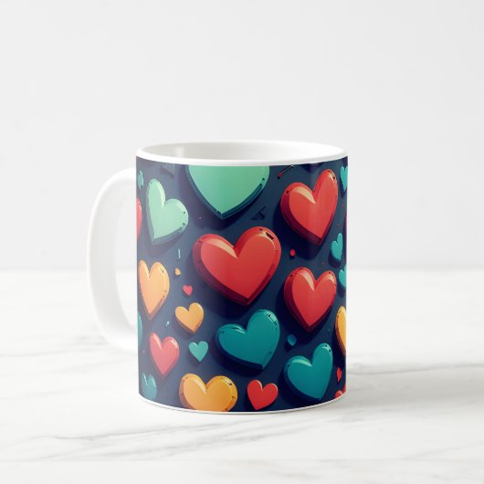 Mug Coeurs colorés, art Valentin (Devant gauche)