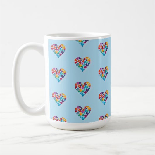 Mug Coeurs colorés Design, Bleu, Profitez!, Personnali (Gauche)