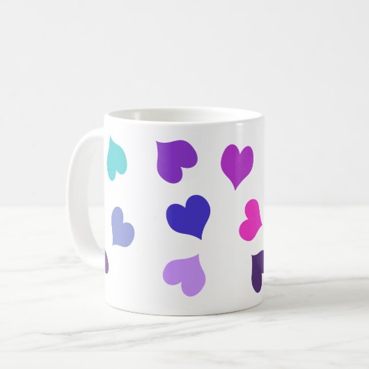Mug Cœurs colorés mignons (Devant gauche)