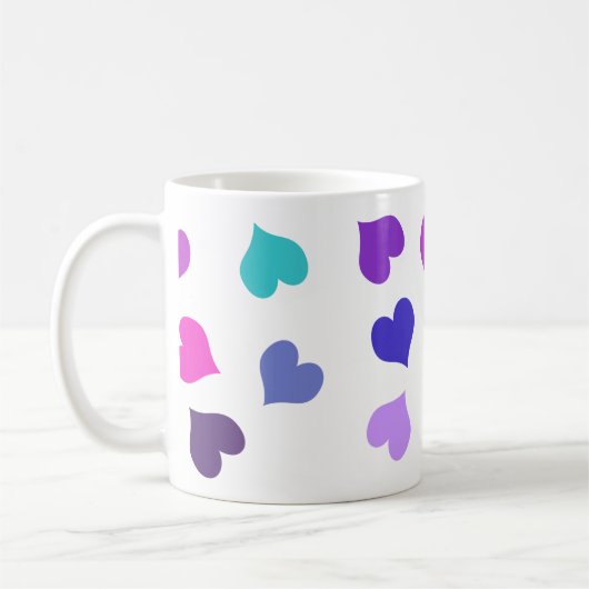 Mug Cœurs colorés mignons (Gauche)