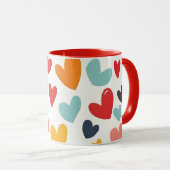Mug Cœurs colorés mignons gribouillés romantiques (Devant droit)
