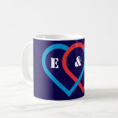 Mug Coeurs connectés. Les lettres peuvent être customi (Devant gauche)