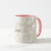 Mug Cœurs Crème Romantiques (Devant droit)