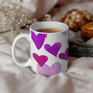 Mug Coeurs d’aquarelle de la Saint-Valentin - violet