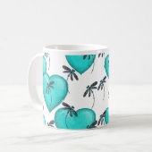 Mug Coeurs d'amour et libellules Turquoise (Devant gauche)
