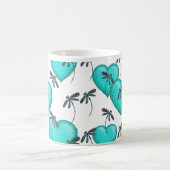 Mug Coeurs d'amour et libellules Turquoise (Centre)