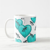 Mug Coeurs d'amour et libellules Turquoise (Gauche)
