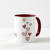 Mug Coeurs d'amour rose rouge (Devant droit)