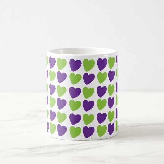 Mug Coeurs d'amour vert pourpre (Centre)