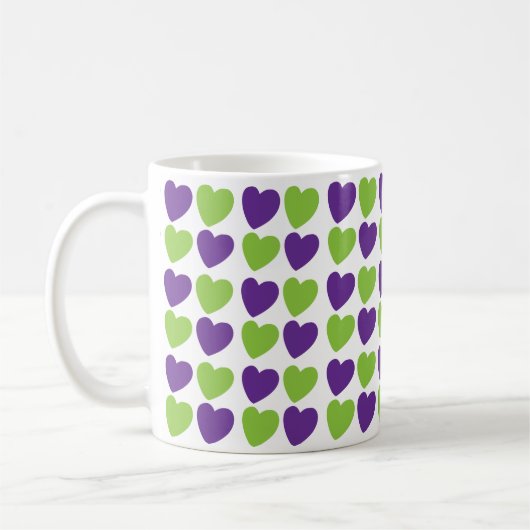 Mug Coeurs d'amour vert pourpre (Gauche)