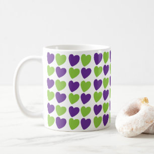 Mug Cœurs d'amour violets verts
