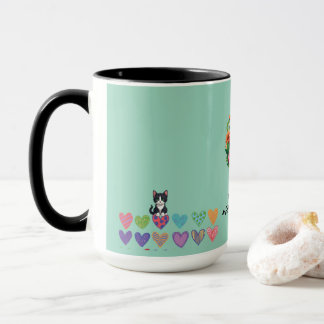 Mug Cœurs d'amoureux des chats et fleurs