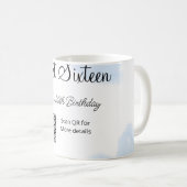 Mug Coeurs d'aquarelle bleu QR Sweet sixteen anniversa (Devant droit)