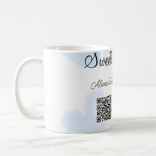 Mug Coeurs d'aquarelle bleu QR Sweet sixteen anniversa