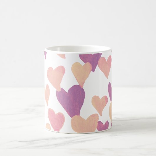 Mug Coeurs d'aquarelle de la Saint-Valentin - rose pas (Centre)