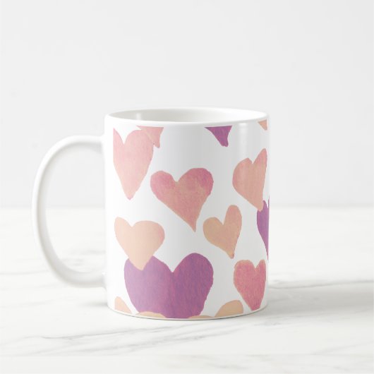 Mug Coeurs d'aquarelle de la Saint-Valentin - rose pas (Gauche)