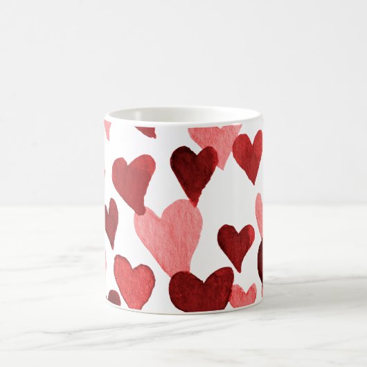 Mug Coeurs d'aquarelle de la Saint-Valentin - rouge (Centre)