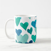 Mug Coeurs d'aquarelle de la Saint-Valentin - turquois (Gauche)
