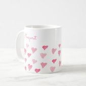 Mug Coeurs d'aquarelle personnalisée joliment dessinés (Devant gauche)