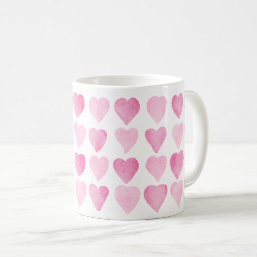 Mug Coeurs d'aquarelle rose mignonne (Devant droit)