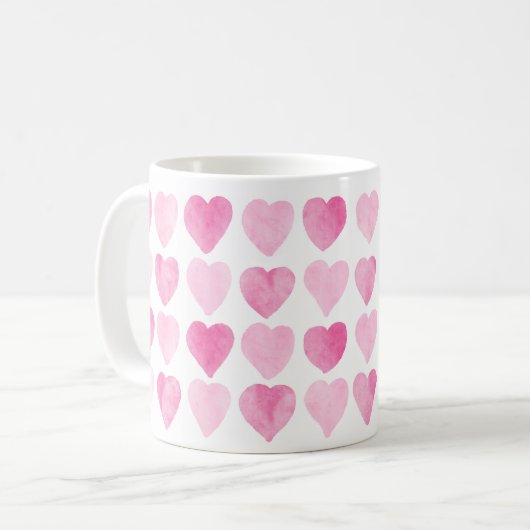 Mug Coeurs d'aquarelle rose mignonne (Devant gauche)
