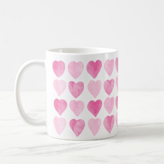 Mug Coeurs d'aquarelle rose mignonne (Gauche)