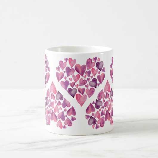 Mug Coeurs d'aquarelle rose Saint-Valentin (Centre)