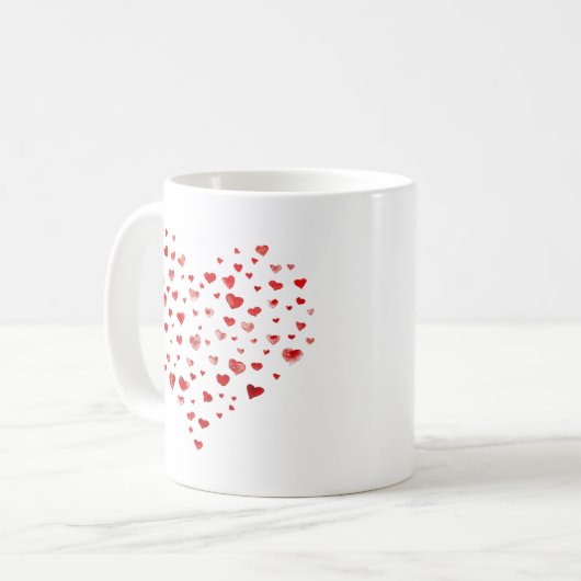 Mug Coeurs d'aquarelle rouge très simples (Devant gauche)