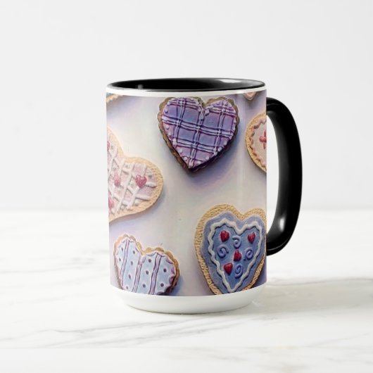 Mug Coeurs d'aquarelle Whimsical mignon et coloré (Devant droit)
