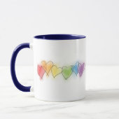 Mug Coeurs d'arc-en-ciel d'aquarelle (Gauche)