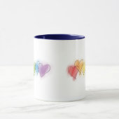 Mug Coeurs d'arc-en-ciel d'aquarelle (Centre)