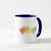 Mug Coeurs d'arc-en-ciel d'aquarelle (Devant droit)