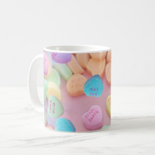 Mug coeurs de bonbons valentines (Devant gauche)