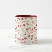 Mug Cœurs de cerise rouges crème Saint-Valentin Amour (Centre)