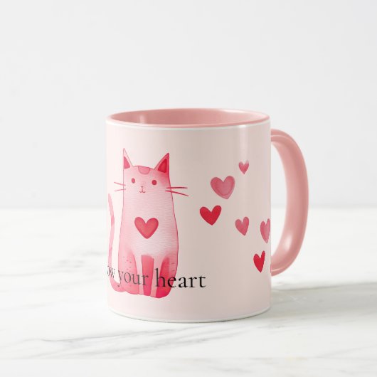 Mug Coeurs de chat rose pâle (Devant droit)