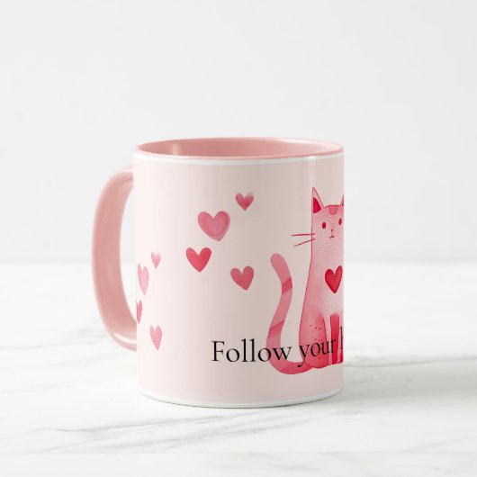 Mug Coeurs de chat rose pâle (Devant gauche)