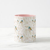 Mug Coeurs de chickadee en or rose mignon imprimé (Centre)