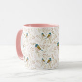 Mug Coeurs de chickadee en or rose mignon imprimé (Devant gauche)