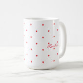 Mug Coeurs de doodle rouge mignons Monogramme de class (Devant droit)