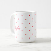 Mug Coeurs de doodle rouge mignons Monogramme de class (Devant gauche)