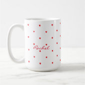 Mug Coeurs de doodle rouge mignons Monogramme de class (Gauche)