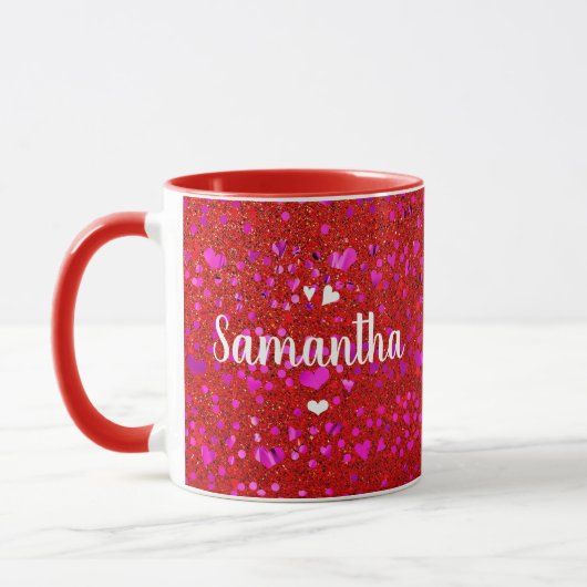 Mug Coeurs de feuille rose mou parties scintillant mon (Gauche)