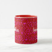 Mug Coeurs de feuille rose mou parties scintillant mon (Centre)